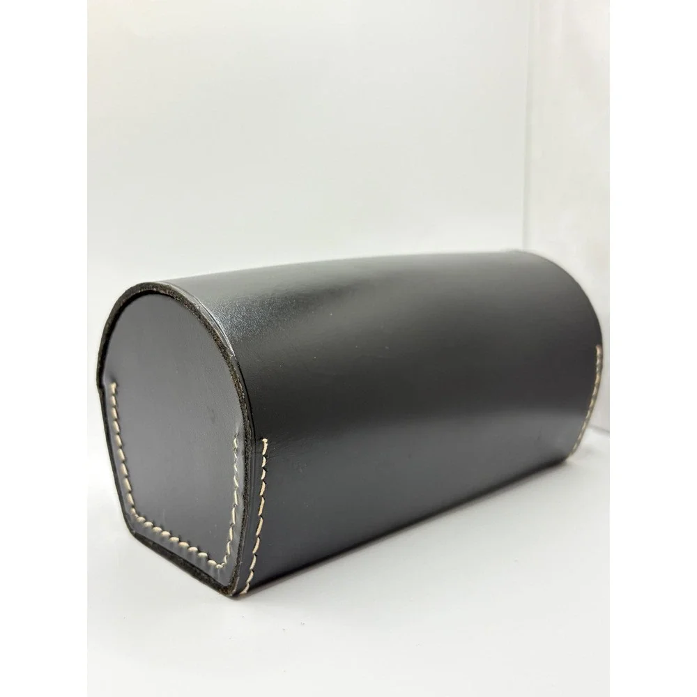 VTG Black Top Grain Cowhide Leather Eyeglass Case Made in England Monogram